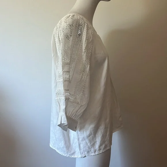 Sundance White Blouse with Lace Accents Amelie Daylight Rust Oversized Blouse - Picture 6 of 10